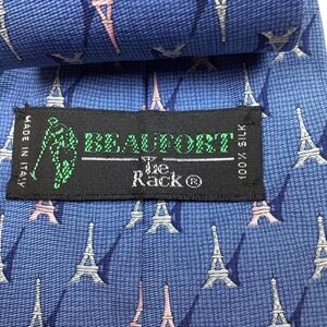 Beaufort Tie Rack Blue Silk Eiffel Tower Novelty Necktie Made in‎ Italy